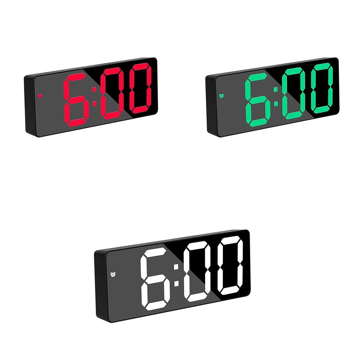 LED Digital Alarm Clock Large Display Dual Power Options Home Office Decor - Red