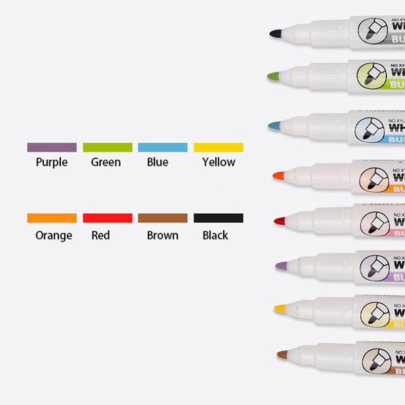 8 Colours Dry Erase Whiteboard Markers Set with Built-in Eraser Tips 4