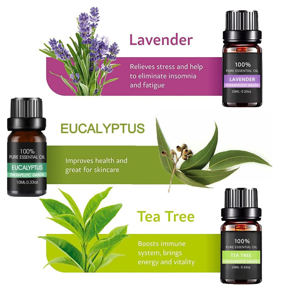 Essential Oil Set 6 Bottles Plant Aromatherapy Oils Natural Scent for Diffuser 4