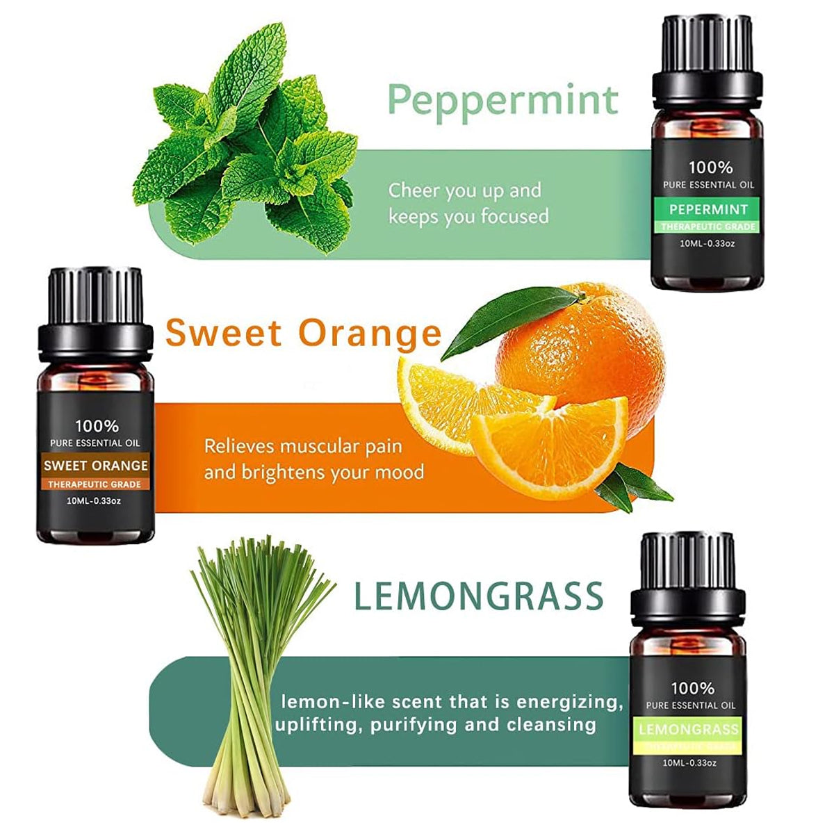 Essential Oil Set 6 Bottles Plant Aromatherapy Oils Natural Scent for Diffuser 5