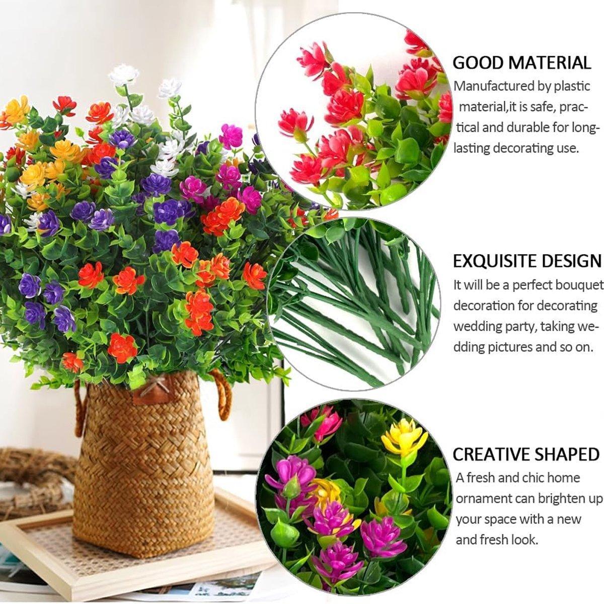 8pcs Artificial Camellia Flowers Realistic Silk Floral Decoration for Home Decor 5