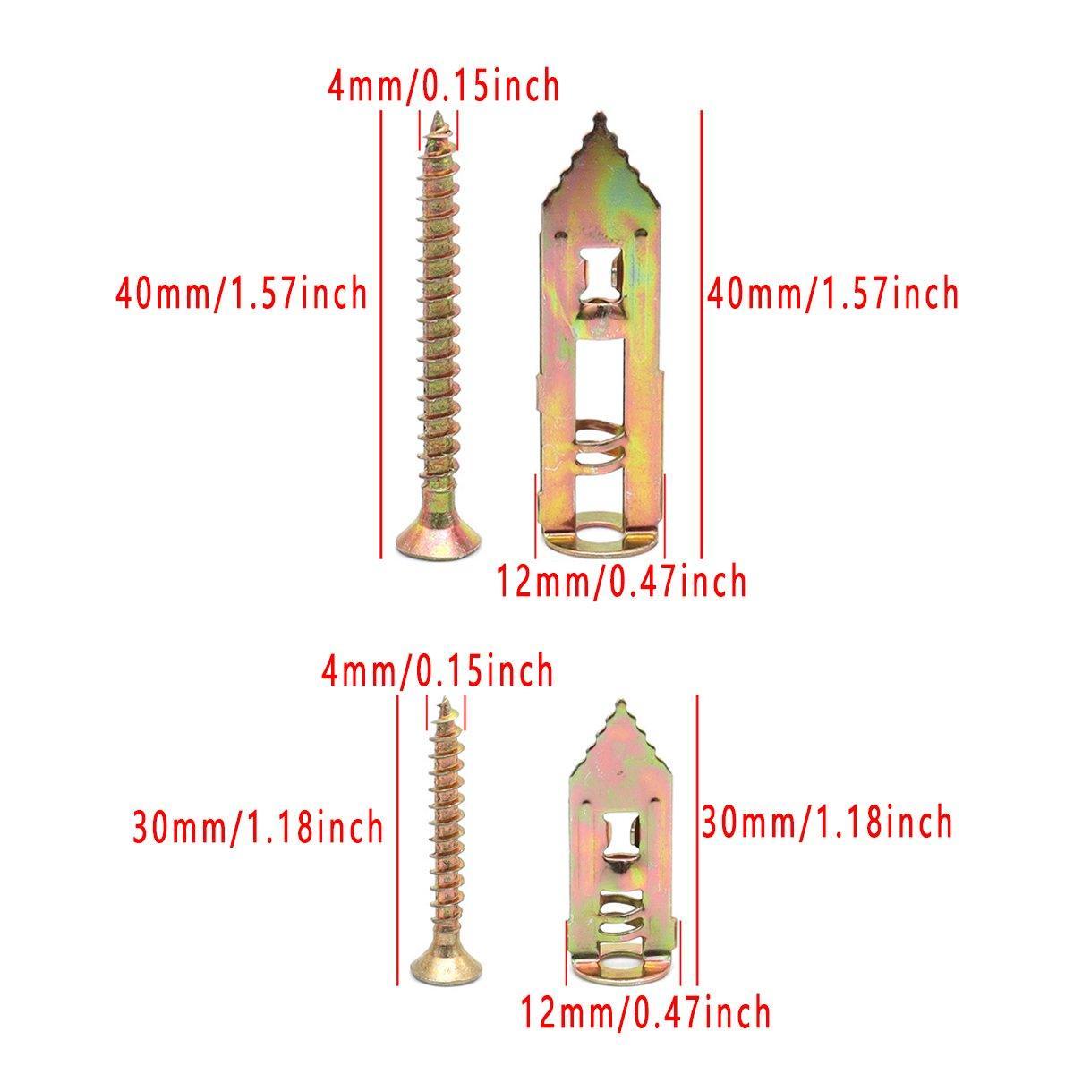 100PCS Self-Drilling Anchors Screws Percussion Expansion Kit -12x30mm/12x40mm - 12x40mm 3