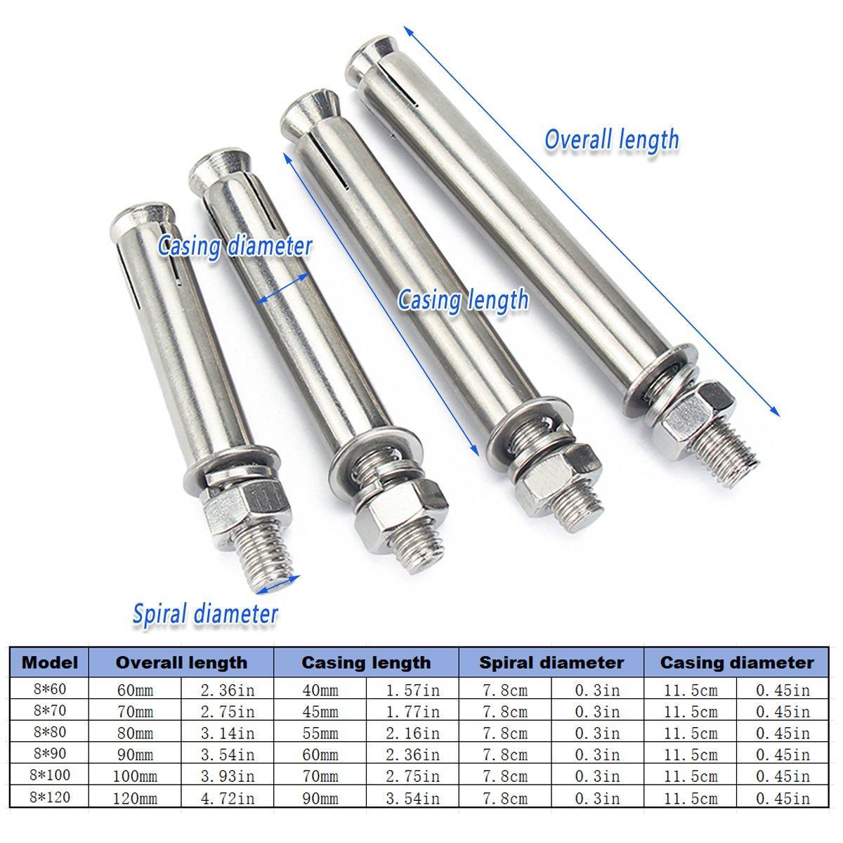 M8 Stainless Steel Expansion Anchor Bolts Heavy Duty Hex Head Screws - M8*80 3