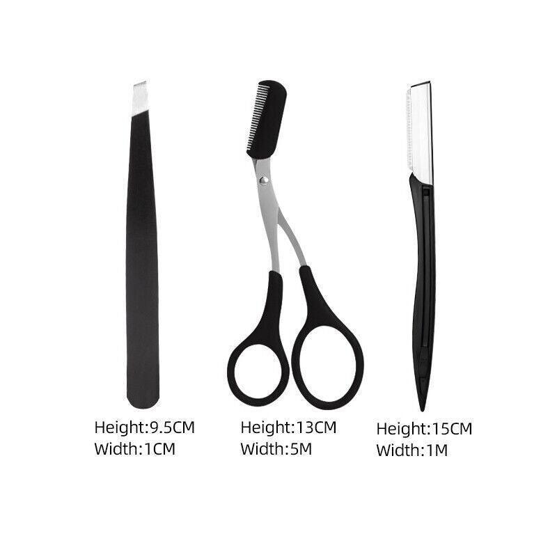 3Pcs/Set Eyebrow Trimming Eyelash Brush Folding Tweezers Portable Makeup Tools 4
