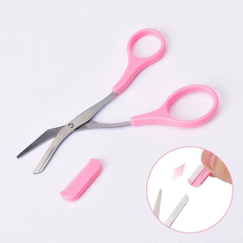 Eyebrow Scissors with Comb Stainless Steel Makeup Trimmer Beauty Tool 3 Colours - Black (Eyebrow Razor + Scissor) 4