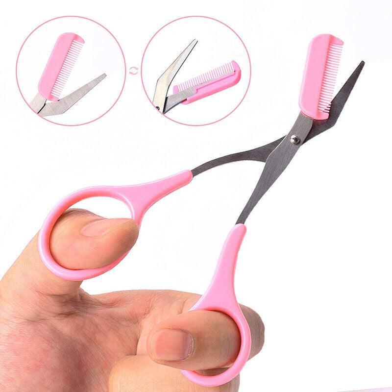 Eyebrow Scissors with Comb Stainless Steel Makeup Trimmer Beauty Tool 3 Colours - Black (Eyebrow Razor + Scissor) 5