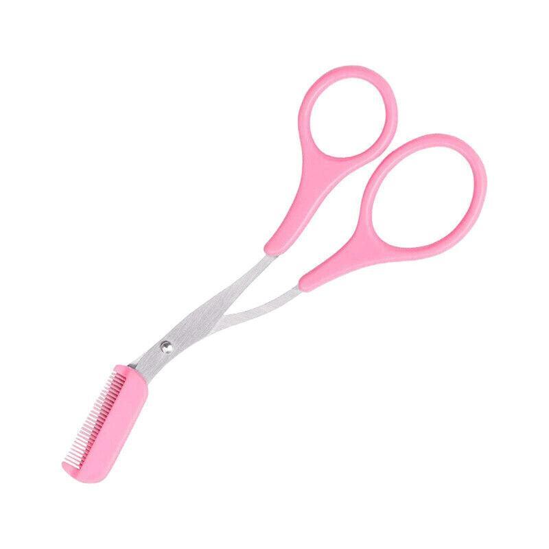 Eyebrow Scissors with Comb Stainless Steel Makeup Trimmer Beauty Tool 3 Colours - Pink (Eyebrow Razor + Scissor) 8
