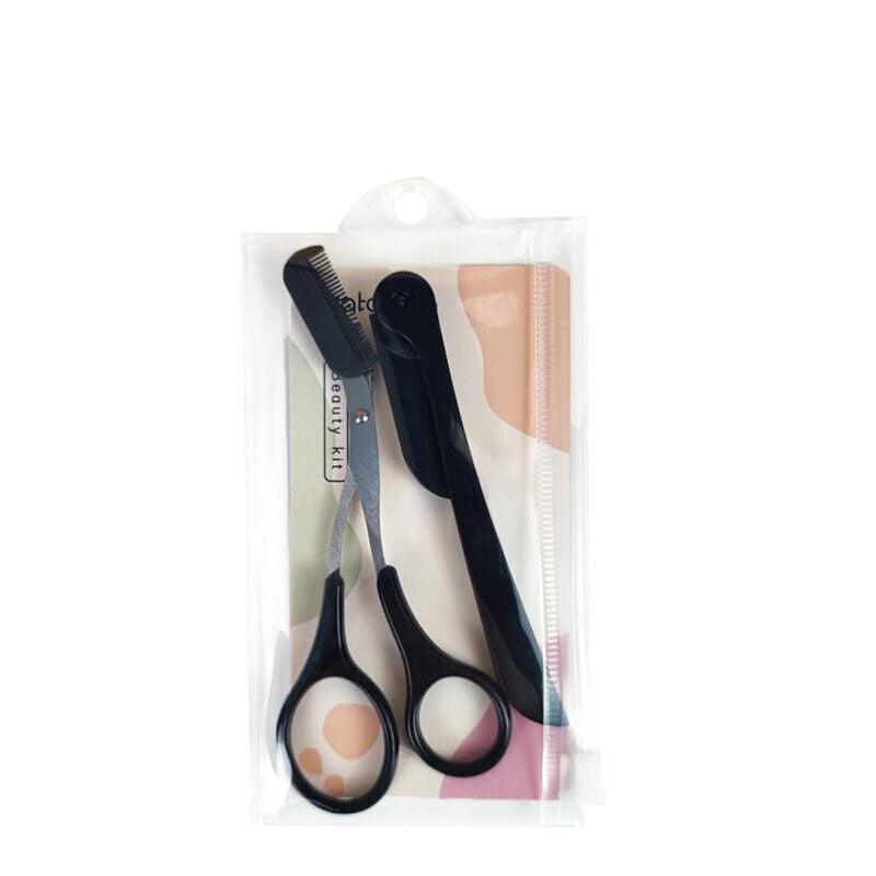 Eyebrow Scissors with Comb Stainless Steel Makeup Trimmer Beauty Tool 3 Colours - White (Eyebrow Razor + Scissor) 9