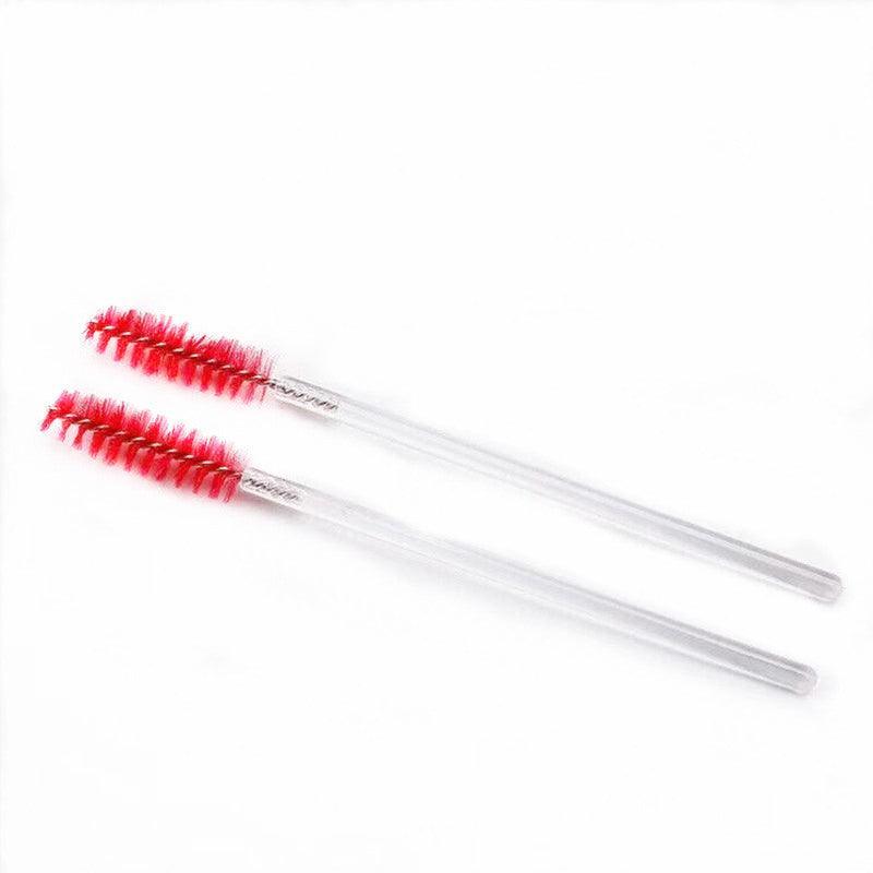 50X Disposable Mascara Wands Eyelash Brushes Applicator Lash Extension Brush - Pink+Clear 15