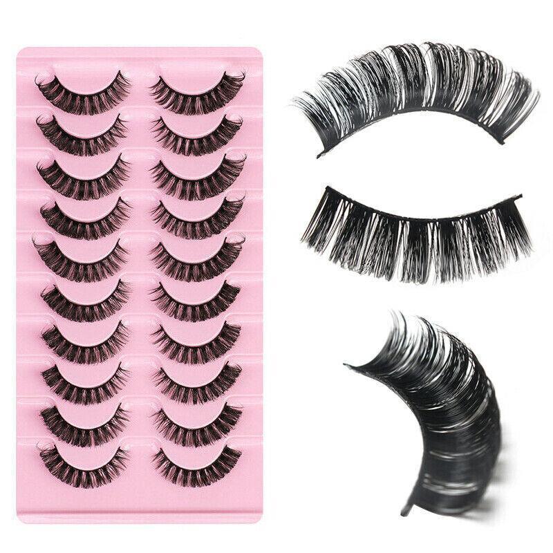 10 Pairs Russian D-Curl Mink False Eyelashes - Full & Curled - DH06-05