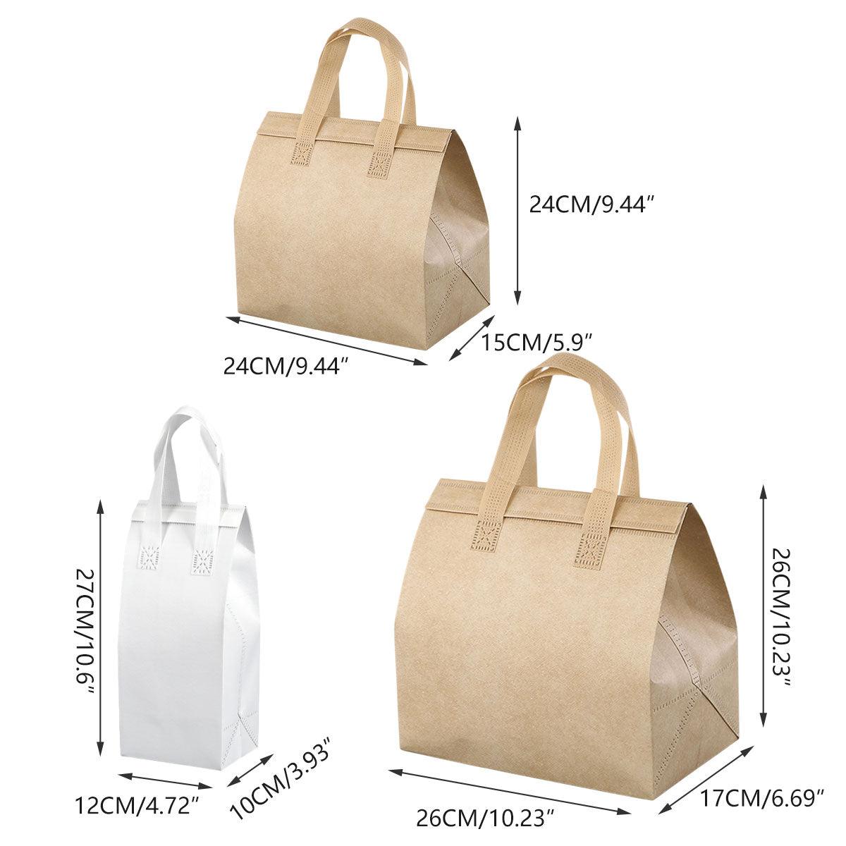 50pcs Thermal Insulation Packing Bag Non Woven Milk Tea Cake Food Storage Bag - Kraft-27x12x10cm 3