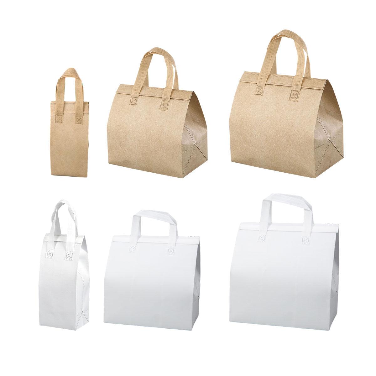 50pcs Thermal Insulation Packing Bag Non Woven Milk Tea Cake Food Storage Bag - White-27x12x10cm