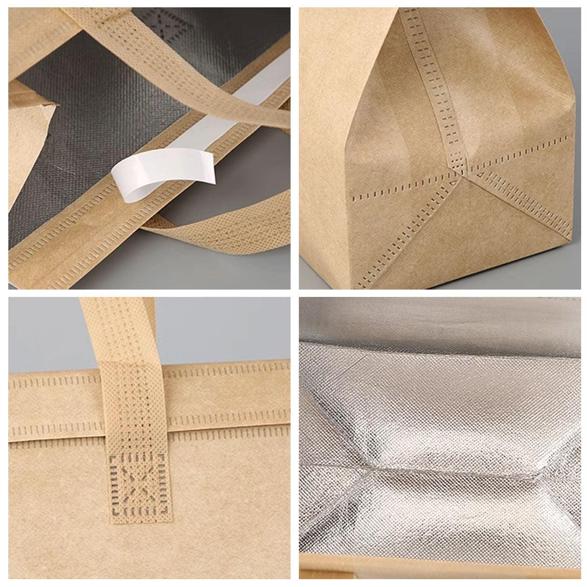 50pcs Thermal Insulation Packing Bag Non Woven Milk Tea Cake Food Storage Bag - White-27x12x10cm 5