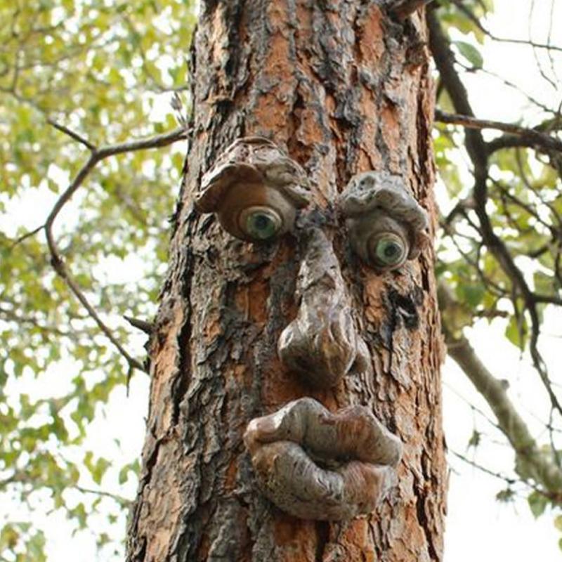 Old Man Tree Hugger Garden Peeker Yard Outdoor Sculpture Whimsical Face Decor - B 3