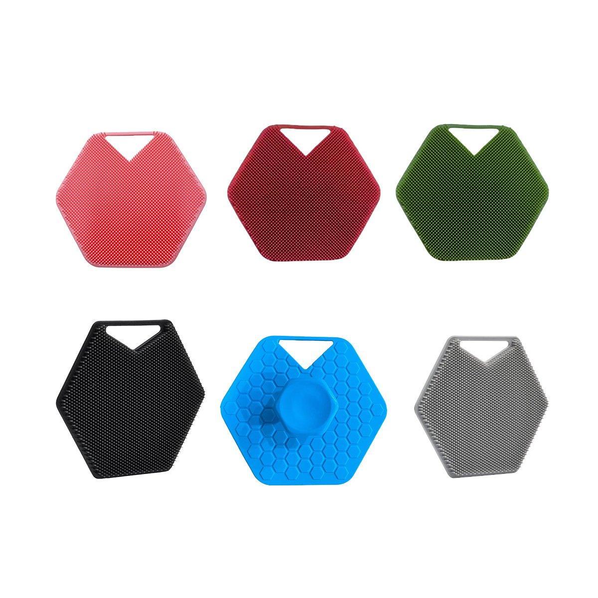 Silicone Bath Brush Soft Bristle Body Scrubber Facial Cleaning Massage Tool - Blue