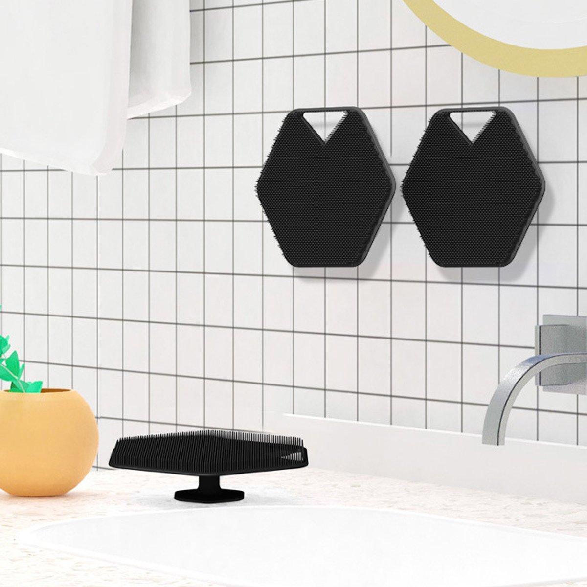 Silicone Bath Brush Soft Bristle Body Scrubber Facial Cleaning Massage Tool - Pink 5