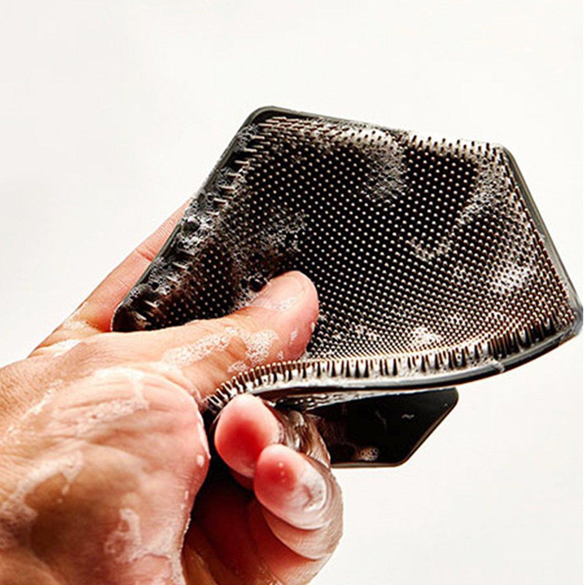 Silicone Bath Brush Soft Bristle Body Scrubber Facial Cleaning Massage Tool - Black 4