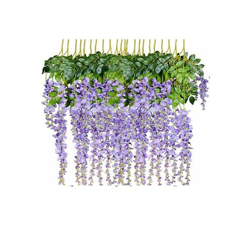 12X Artificial Silk Fake Flower Garland Vine Wisteria Leaf Hanging Wedding Decor - Purple 8