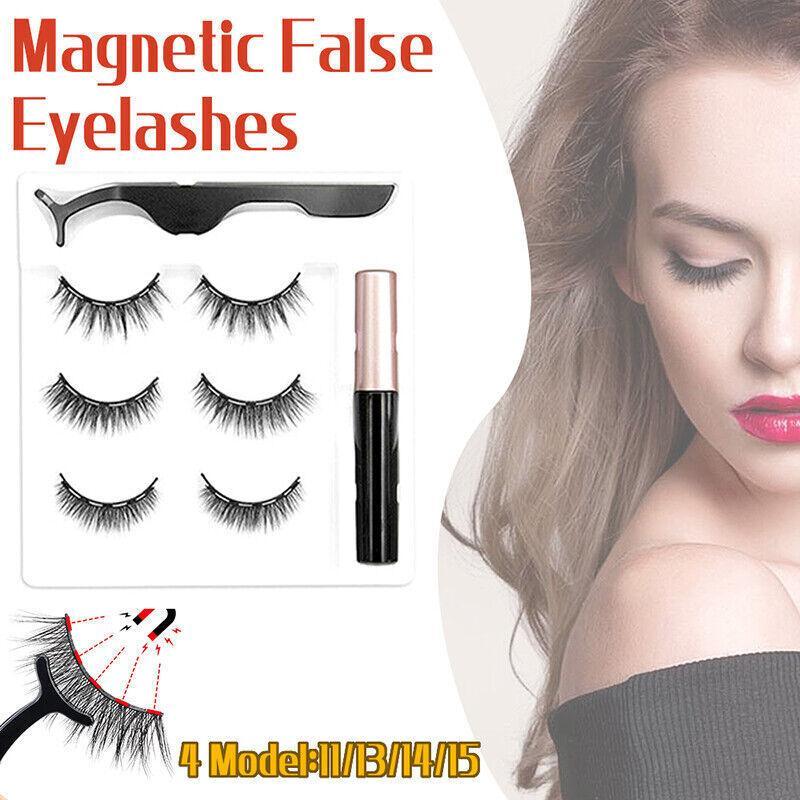 Magnetic False Eyelashes Natural Eye Lashes Extension Liquid Eyeliner Tweezer - Model 14