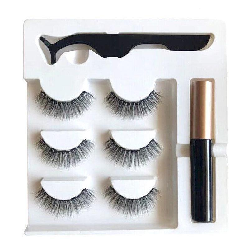Magnetic False Eyelashes Natural Eye Lashes Extension Liquid Eyeliner Tweezer - Model 15 9