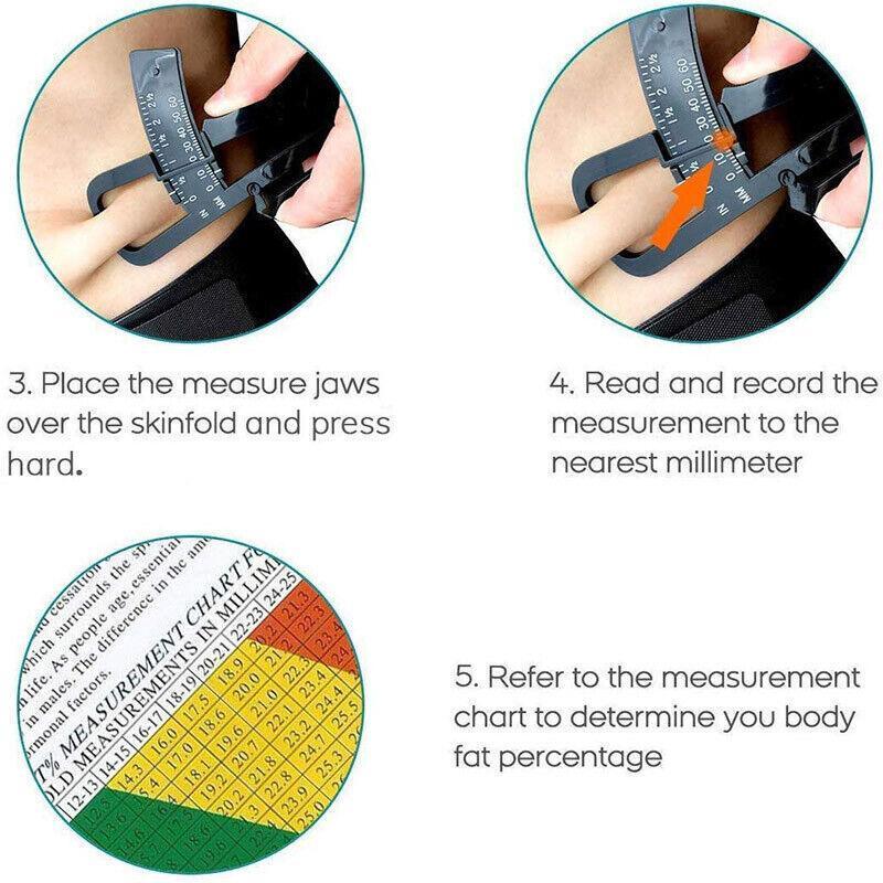 Body Fat Measurement Testing Caliper Skinfold Skin Fold Gym Weight Loss Test Au - Black 3