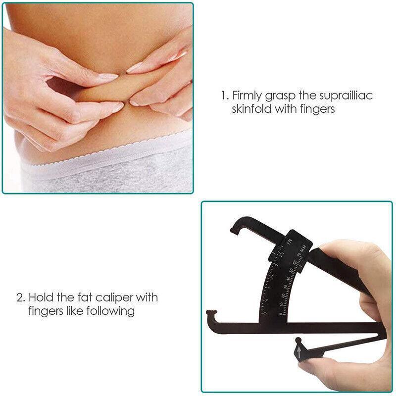 Body Fat Measurement Testing Caliper Skinfold Skin Fold Gym Weight Loss Test Au - Black 5