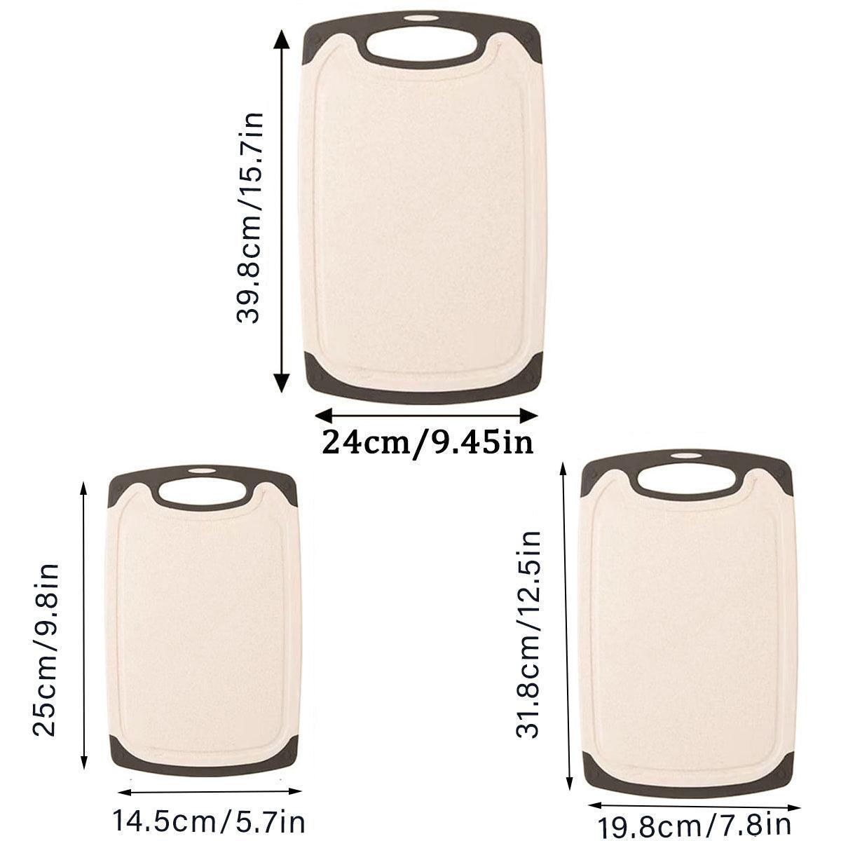 3PCS Wheat Straw Cutting Board Kitchen Chopping Board for Vegetables Meat Fruit 3