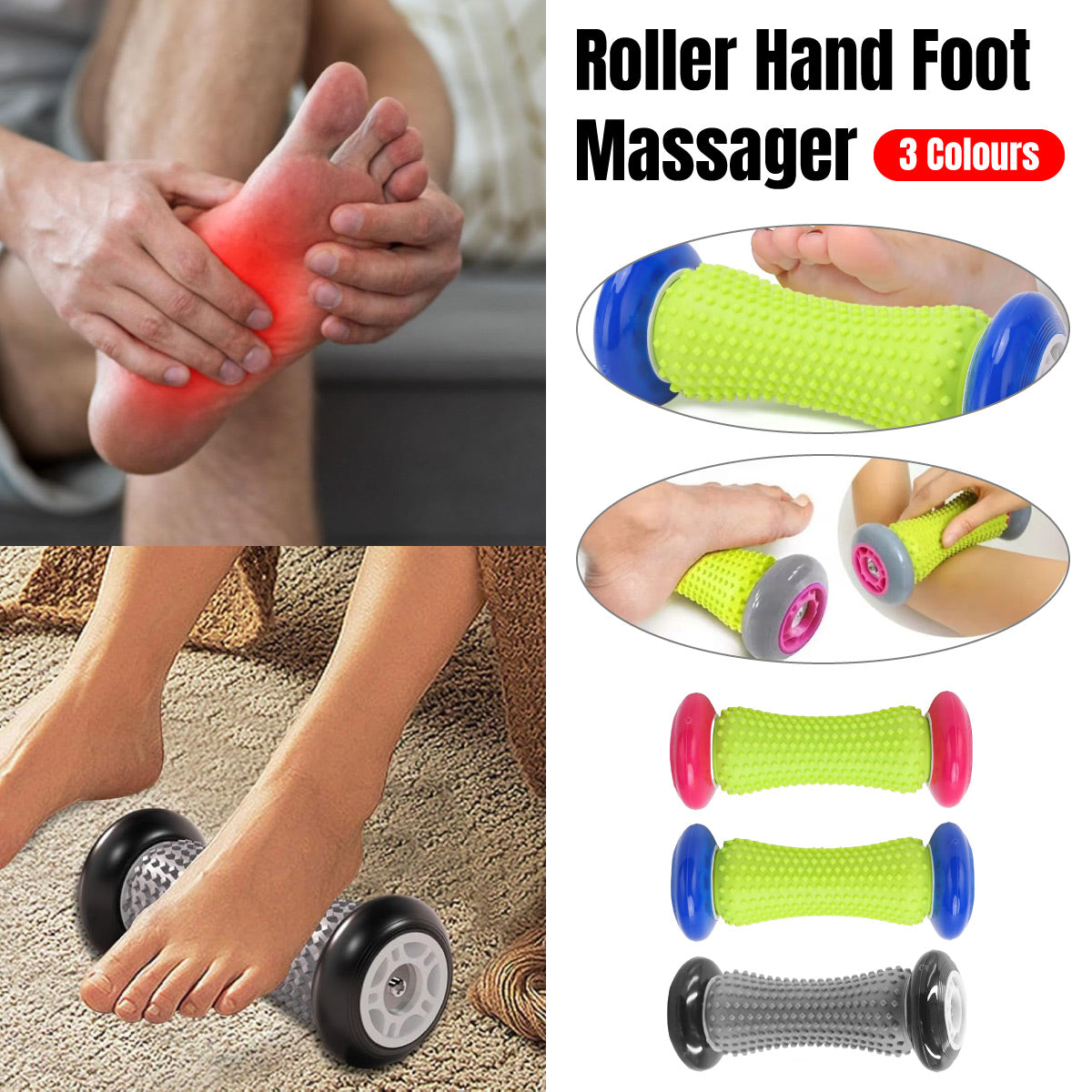 Foot Massage Roller Muscle Relaxation Arch Care Yoga Fitness Tool - Black