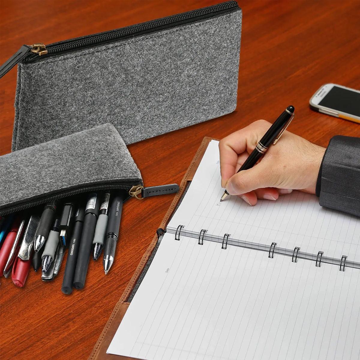 10PCS Large Capacity Felt Pencil Case Stationery Organizer Cosmetic Storage Bag 5