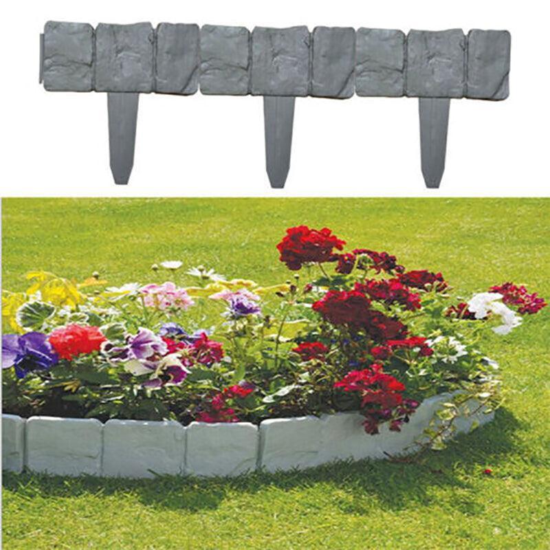 20pcs Garden Fence Edging Plastic Lawn Border for Outdoor Yard Flower Bed - Grey 3