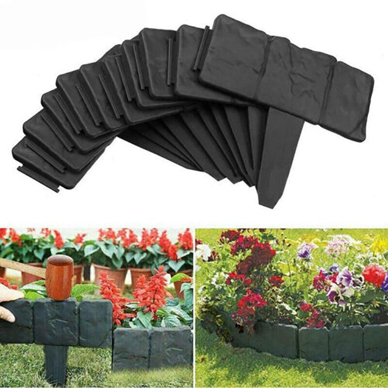20pcs Garden Fence Edging Plastic Lawn Border for Outdoor Yard Flower Bed - Grey 5