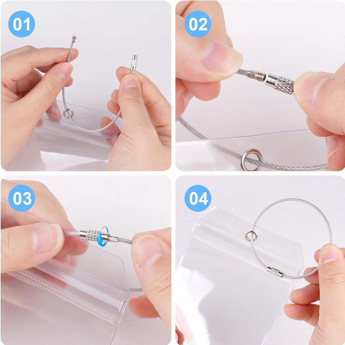 2/10PCS Cruise Ship Luggage Tags Holders Zip Pouch Keyring Steel Wire Cable - 2PCS 3