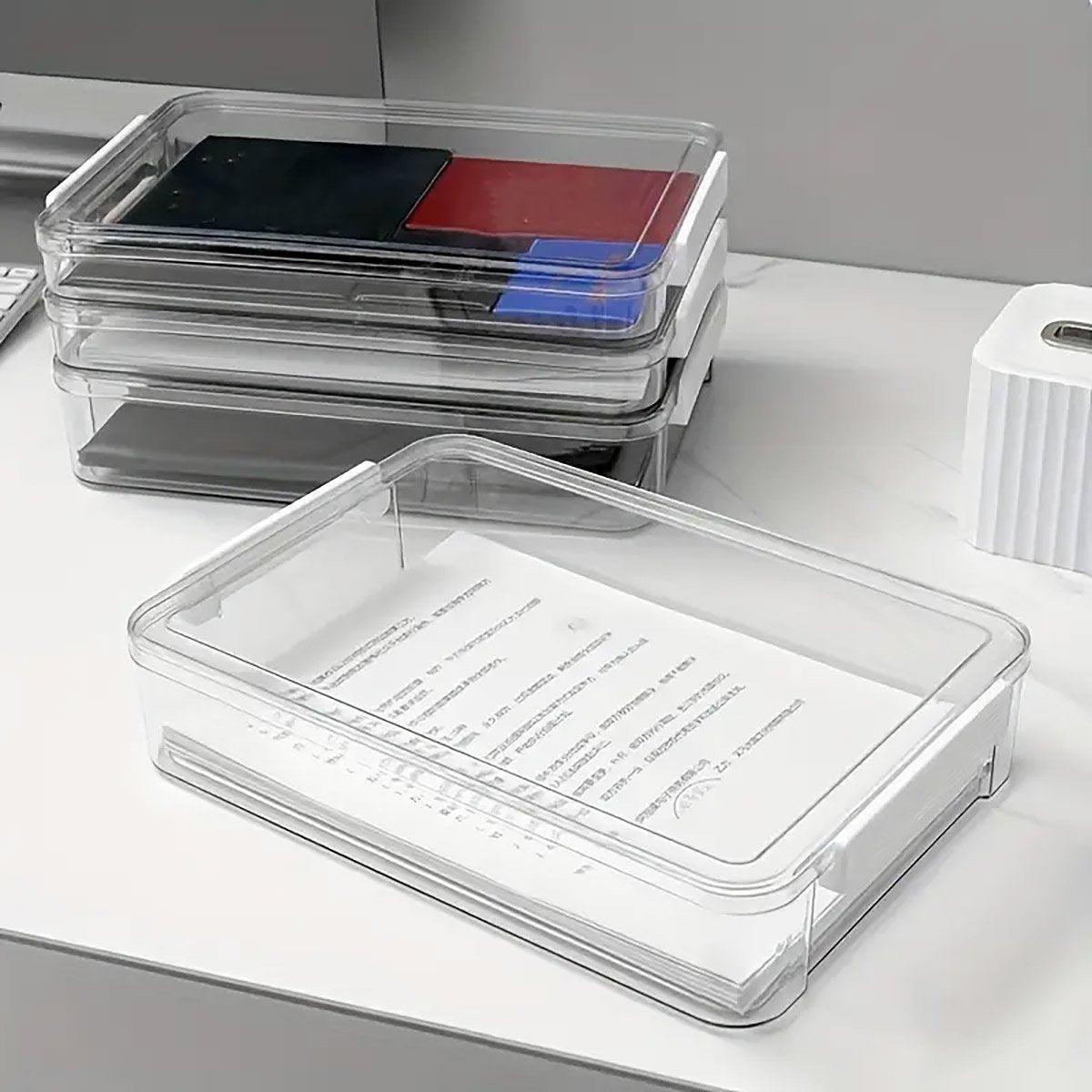 Large Capacity A4 File Storage Box Transparent Plastic Document Organizer Case - Large 5