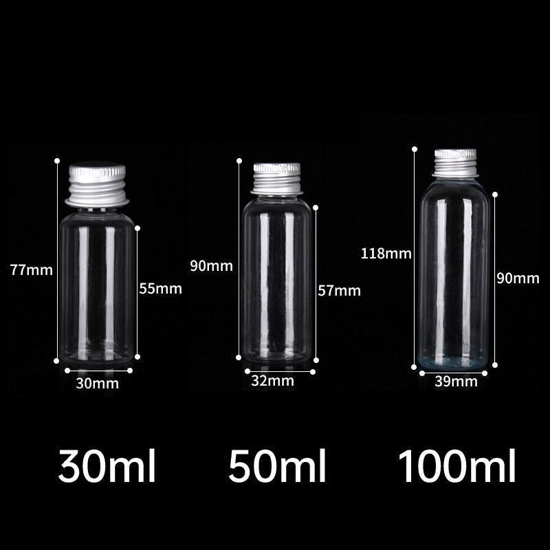 50/100pcs Clear Plastic Bottles with Aluminum Caps Liquid Dispenser Containers - 30ml-100pcs 3