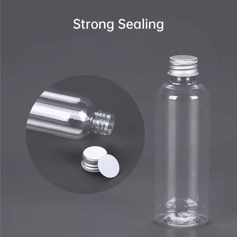 50/100pcs Clear Plastic Bottles with Aluminum Caps Liquid Dispenser Containers - 50ml-100pcs 5