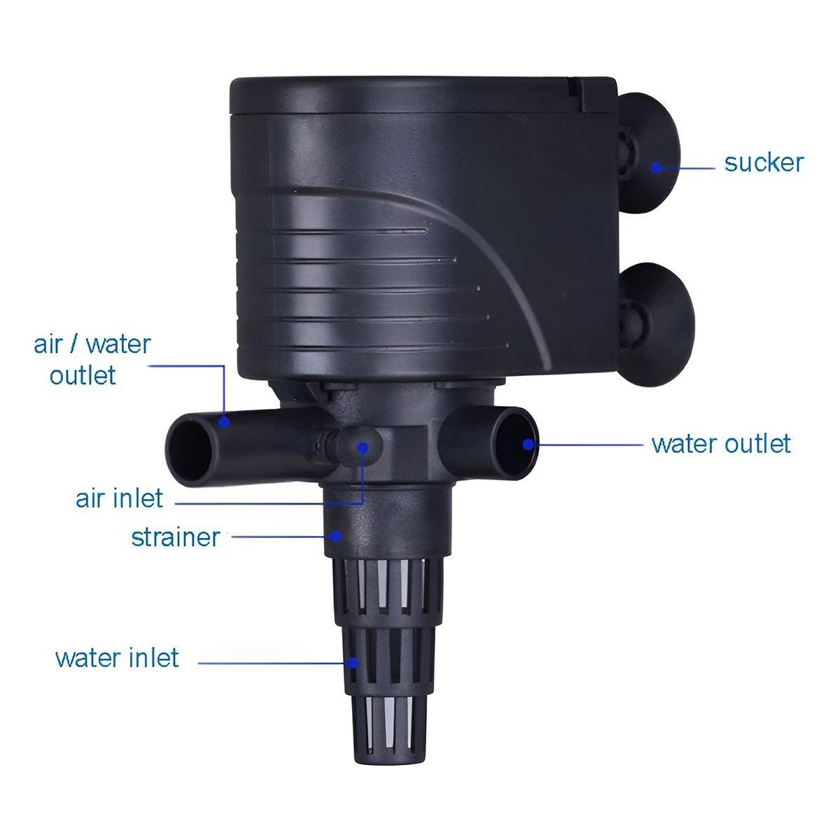 3in1 Mini Aquarium Fish Tank Filter Submersible Water Purifier Oxygen Pump - QL-320 (12W 800L/H) 5