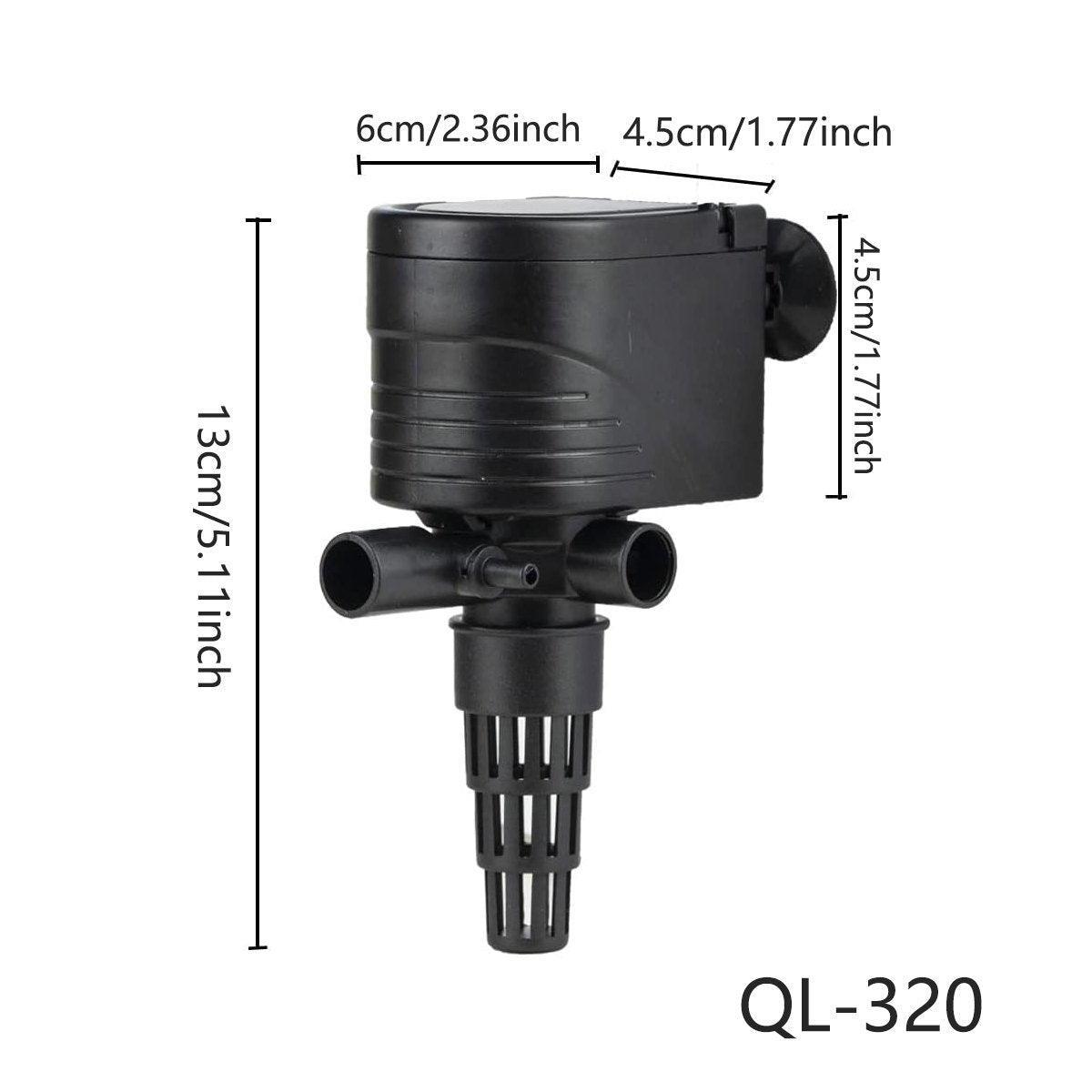 3in1 Mini Aquarium Fish Tank Filter Submersible Water Purifier Oxygen Pump - QL-500 (40W 2800L/H) 3