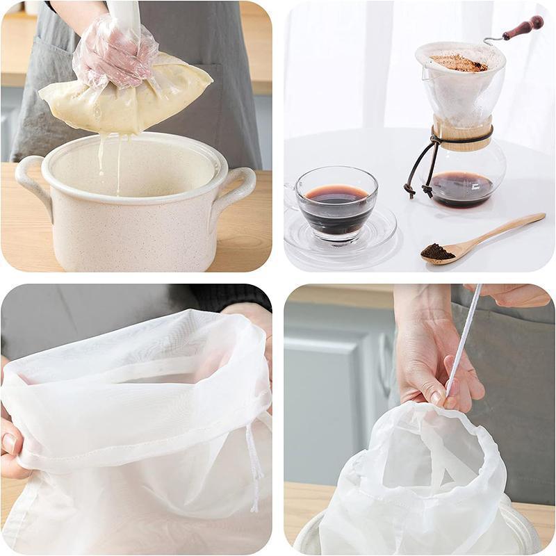 Micron Reusable Nylon Fine Mesh Food Strainer Filter Bag for Nut Milk Coffee - 30 X 20 CM 4