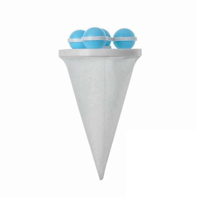 2 Pcs Reusable Hair Lint Catcher Removal Net Bag Wash Machine Float Filter - Blue 6