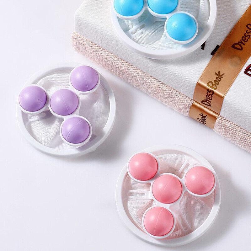 2 Pcs Reusable Hair Lint Catcher Removal Net Bag Wash Machine Float Filter - Pink 4