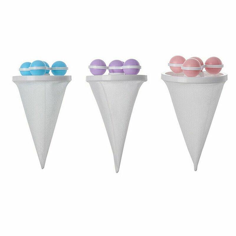 2 Pcs Reusable Hair Lint Catcher Removal Net Bag Wash Machine Float Filter - Purple