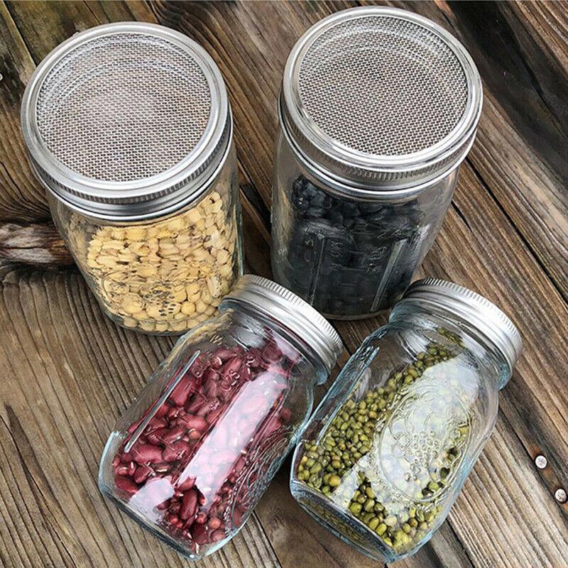 Metal Mesh Screen Sprouting Strainer Lid Filter Cover For Wide Mouth Mason Jar - 1SET 4