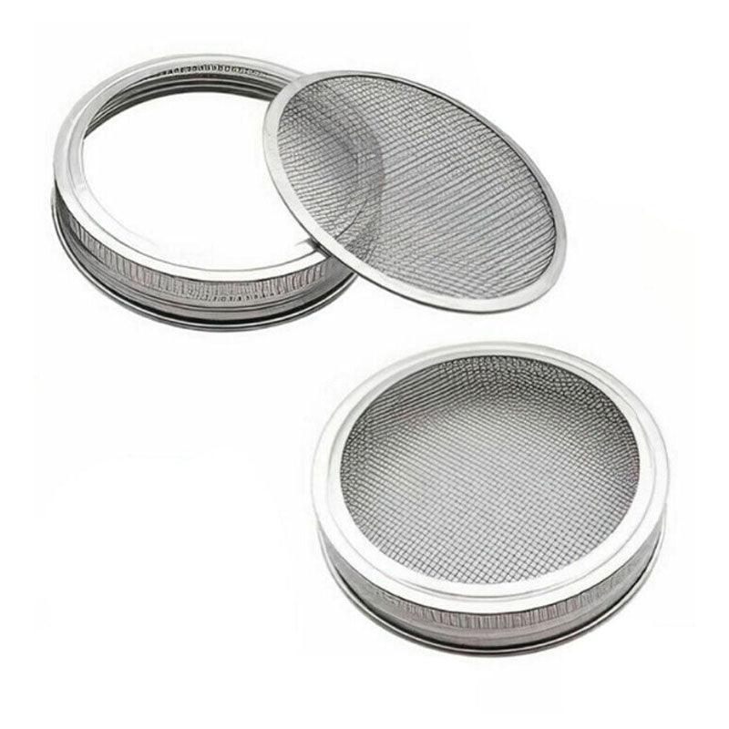 Metal Mesh Screen Sprouting Strainer Lid Filter Cover For Wide Mouth Mason Jar - 1SET 7