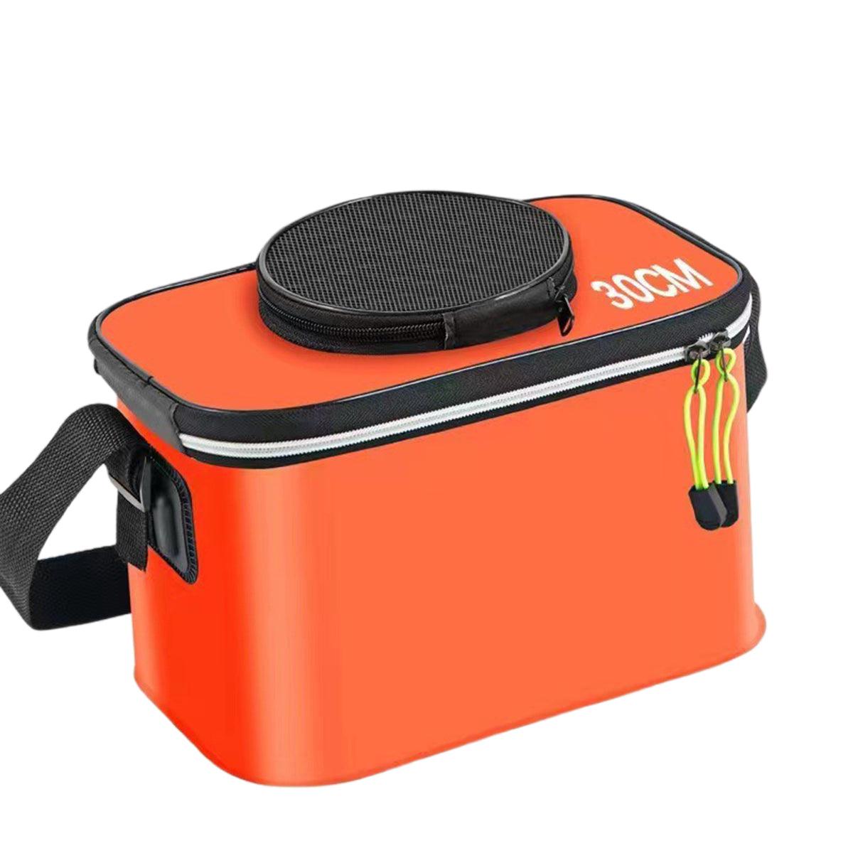 Portable Folding EVA Fishing Bucket Multi Use Live Fish Container with Strap - Orange-40cm 6