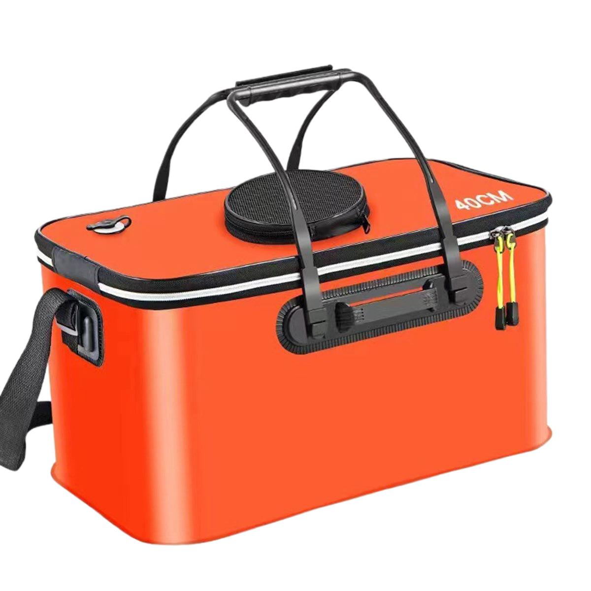 Portable Folding EVA Fishing Bucket Multi Use Live Fish Container with Strap - Orange-40cm 8