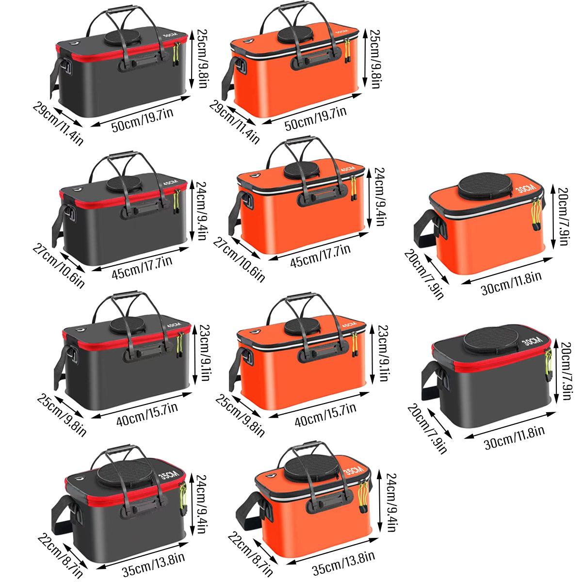 Portable Folding EVA Fishing Bucket Multi Use Live Fish Container with Strap - Orange-45cm 3