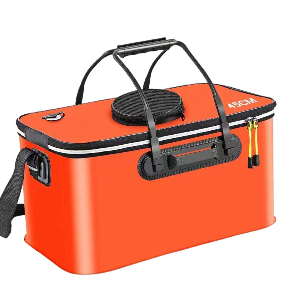 Portable Folding EVA Fishing Bucket Multi Use Live Fish Container with Strap - Orange-45cm 9