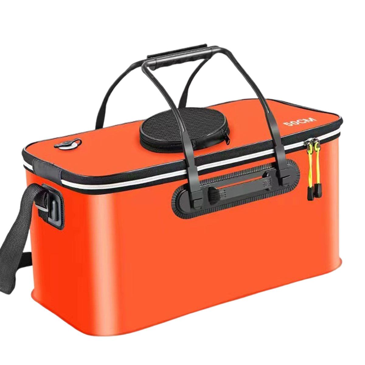 Portable Folding EVA Fishing Bucket Multi Use Live Fish Container with Strap - Orange-45cm 10