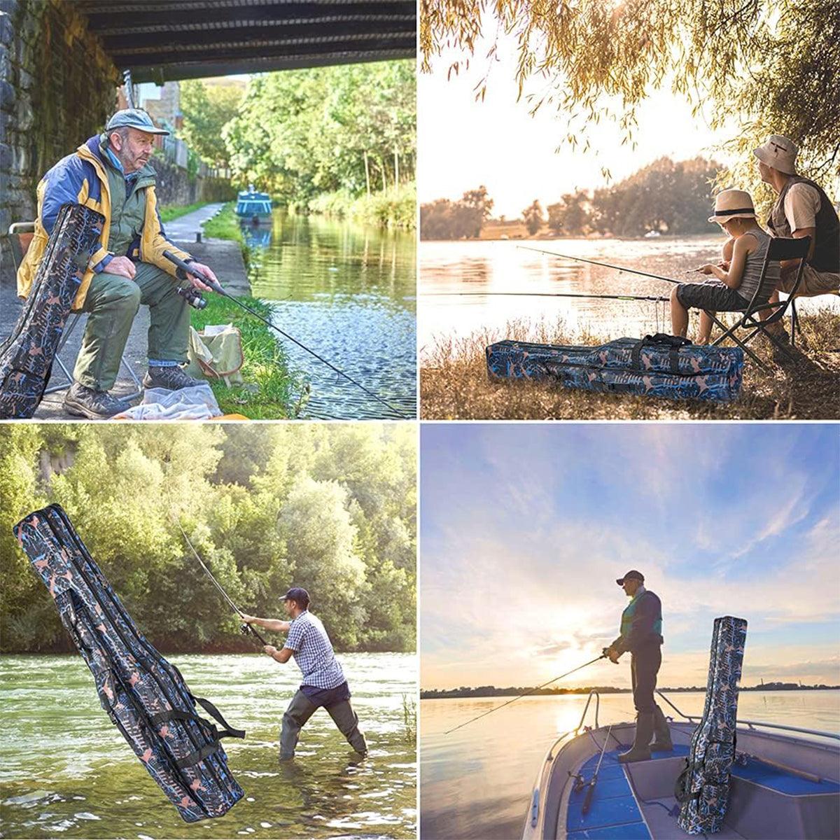 130cm Big Belly Fishing Tackle Bag Rod Storage Carry Case Outdoor Fishing Bag - Deep blue camouflage 4