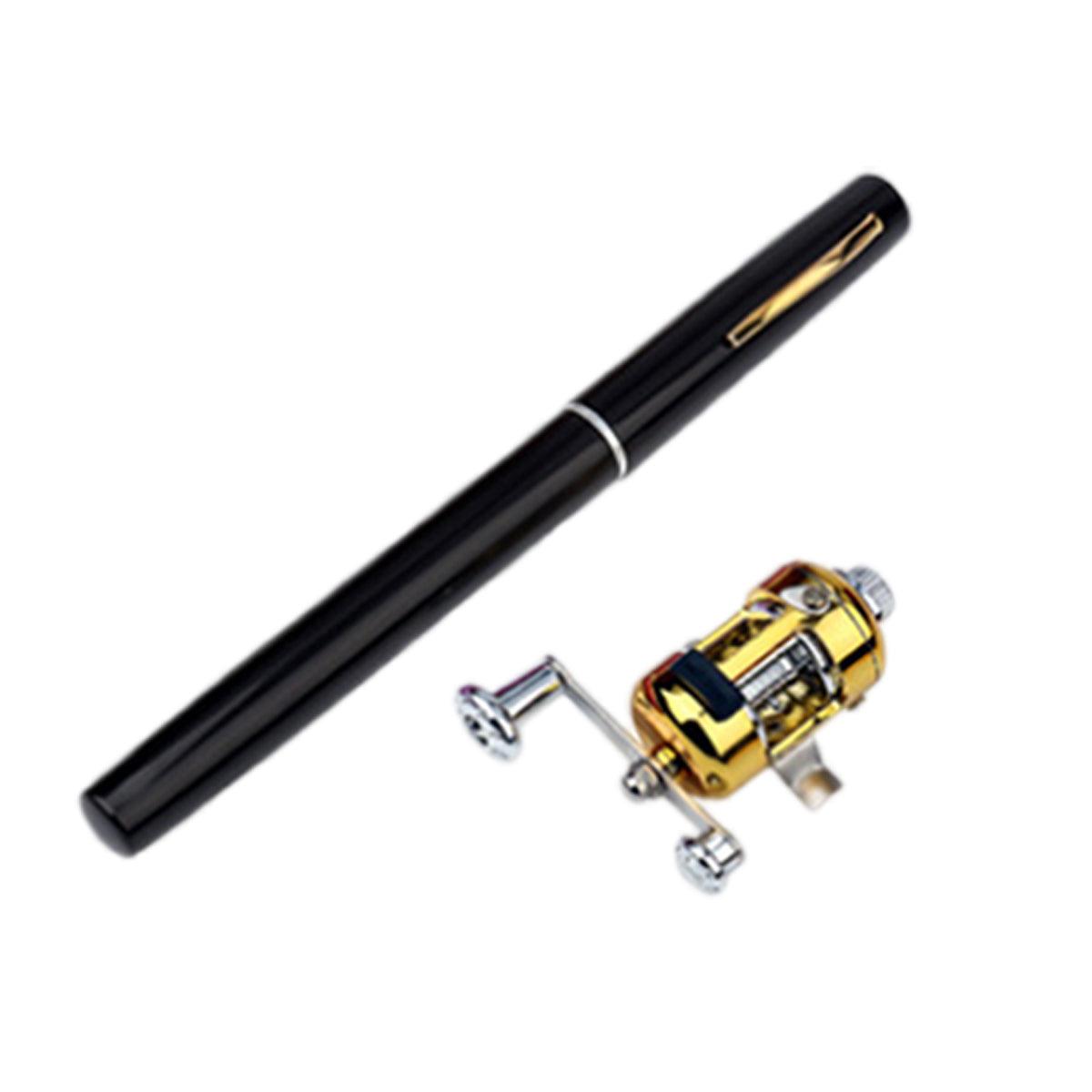 Mini Pen Fishing Rod Pocket Size Portable Telescopic Travel Fishing Pole Tool - Black 6